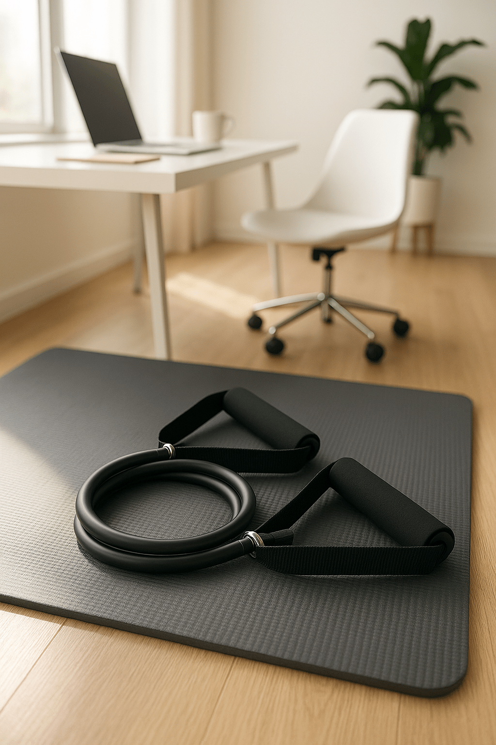 bureau tapis noir elastique musculation noir