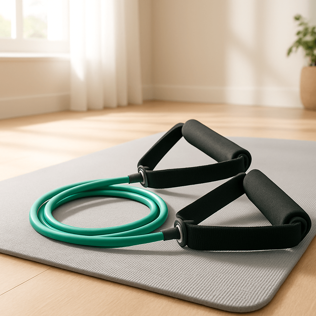 sallon tapis gris elastique musculation vert