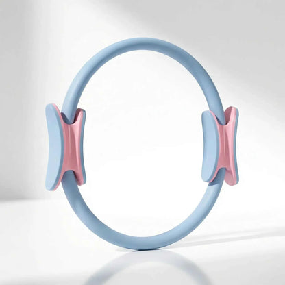 anneau Pilates bleu ciel poigner bleu ciel rose fond blanc