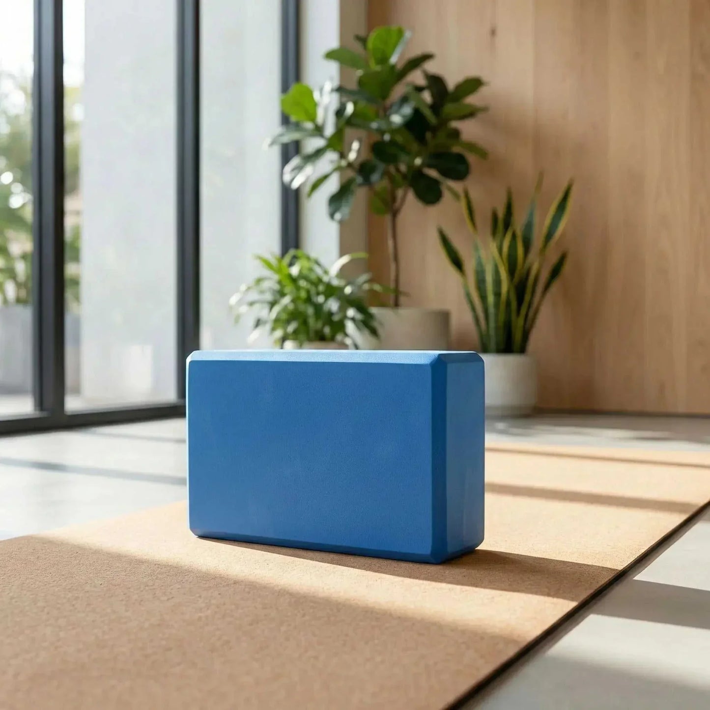 brique de yoga bleu tapis plante