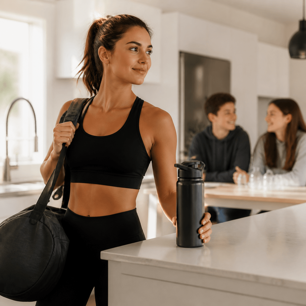 fille sac gym bouteille d eau sportive reutilisable noir