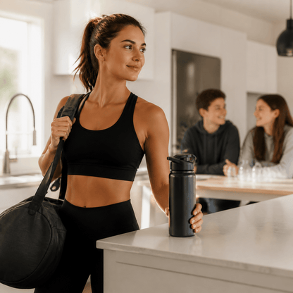 fille sac gym bouteille d eau sportive reutilisable noir