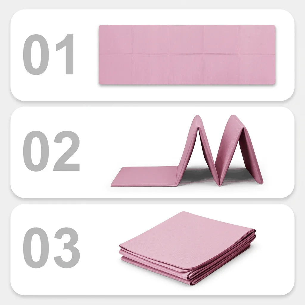 tapis du sport rose pliable trois etape